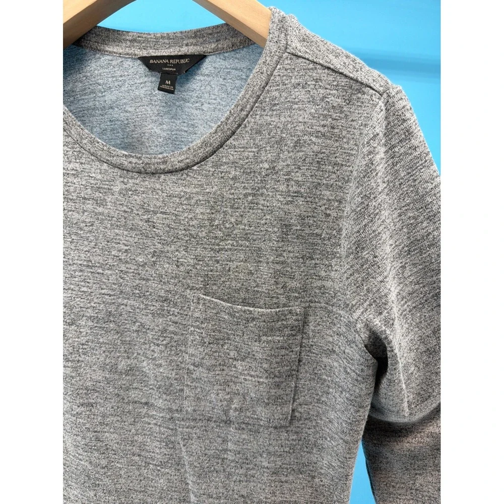 Banana Republic Luxespun Long‎ Sleeve Pocket Tee Heathered Grey Mens Medium